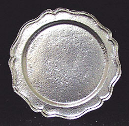 Dollhouse Miniature Round Tray Silver